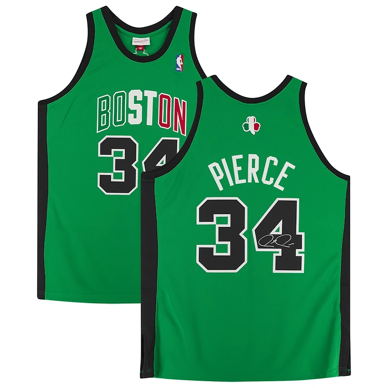 Maillot authentique autographié Mitchell & Ness 2007-08 des Boston Celtics par Paul Pierce Green