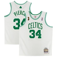 Maillot authentique autographié Mitchell & Ness 2007-08 des Boston Celtics par Paul Pierce White - Signature sur le devant