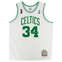 Maillot authentique autographié Mitchell & Ness 2007-08 des Boston Celtics par Paul Pierce White - Signature sur le devant