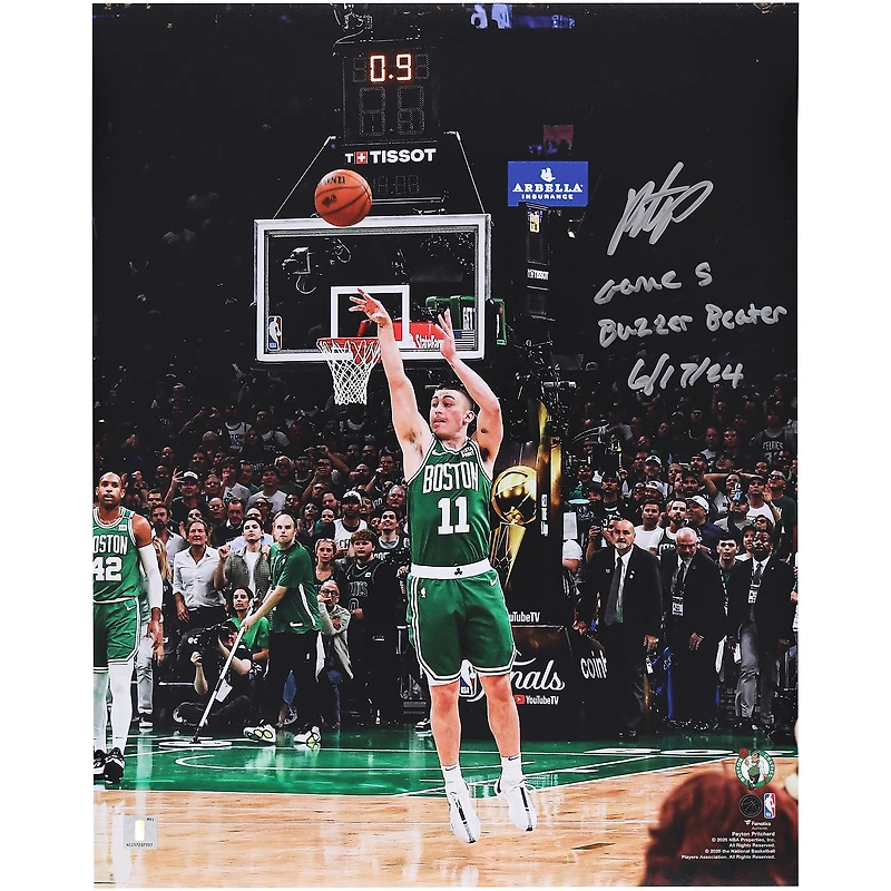 Payton Pritchard Boston Celtics Autographed 16" x 20" Game 5 Buzzer Beater Photograph with "Game 5 Buzzer Beater 6/17/24" Inscription