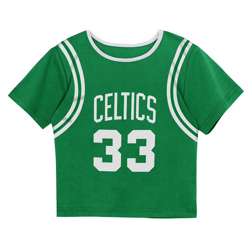 Ensemble t-shirt et short Mitchell & Ness Larry Bird vert Kelly Boston Celtics Play by Place pour enfants d'âge préscolaire