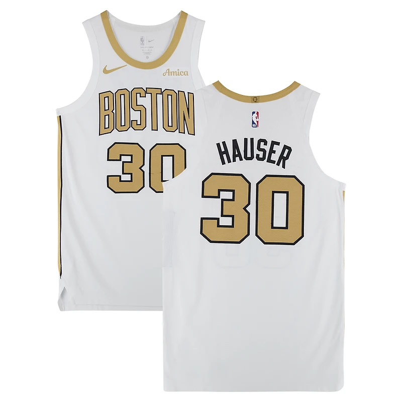 Sam Hauser Boston Celtics Game-Used #30 White City Jersey vs. Philadelphia 76ers on March 1, 2026 - Size 48+4