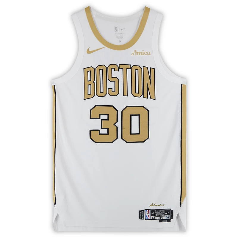 Sam Hauser Boston Celtics Game-Used #30 White City Jersey vs. Philadelphia 76ers on March 1, 2026 - Size 48+4