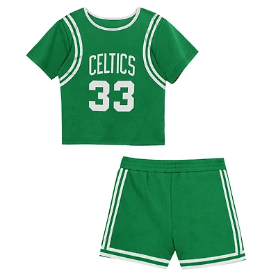 Toddler Mitchell & Ness Larry Bird Kelly Green Boston Celtics 2-Piece Play by Place T-Shirt Shorts Set