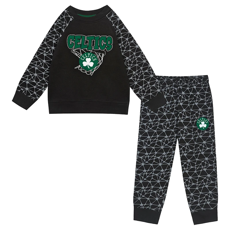Ensemble sweat-shirt et pantalon en polaire noire Boston Celtics Nothing But Net pour tout-petit, de la marque Outerstuff.