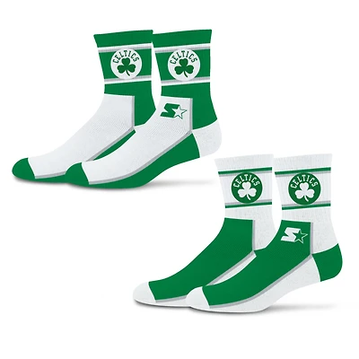 Unisex Starter  Kelly Green/White Boston Celtics Double Color Block 2-Pack Mid-Crew Socks