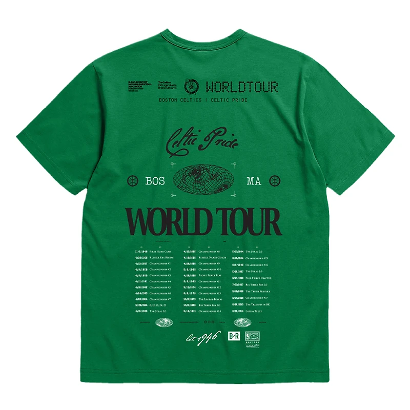 Unisex Bleacher Report x Mitchell & Ness Kelly Green Boston Celtics World Tour T-Shirt