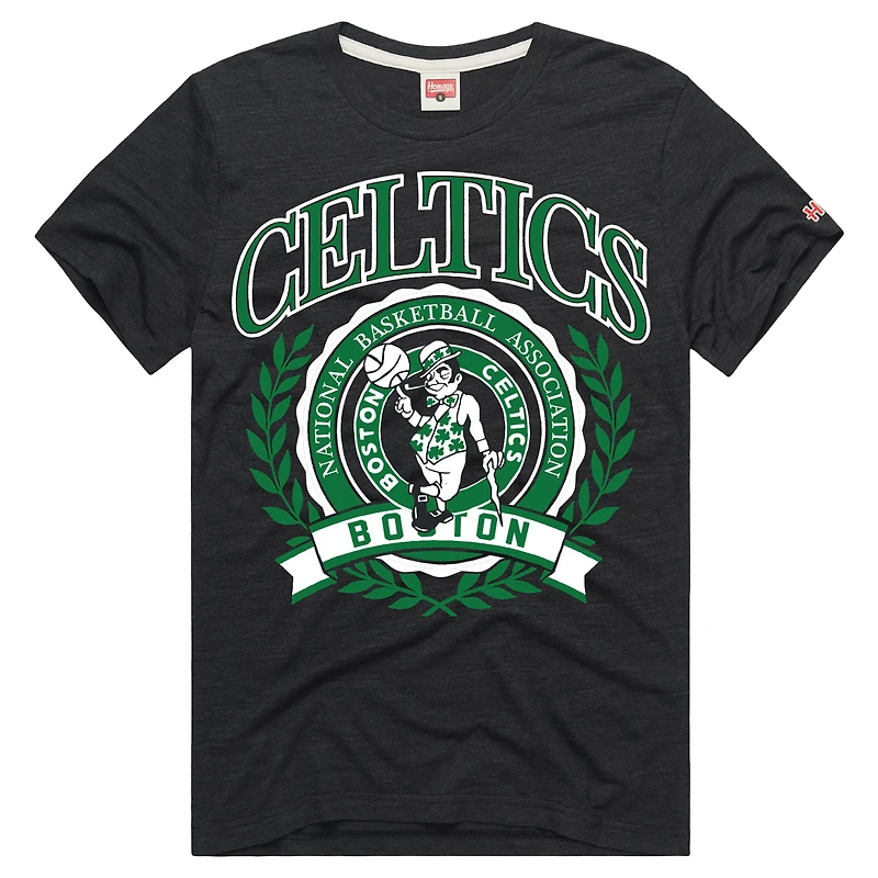 T-shirt unisexe Homage Charcoal Boston Celtics Crest Tri-Blend