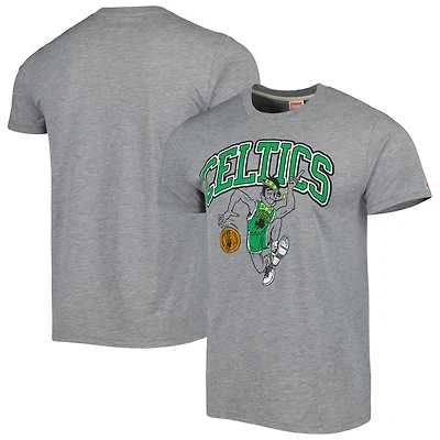Unisex Homage Heather Gray Boston Celtics Team Mascot Tri-Blend T-Shirt