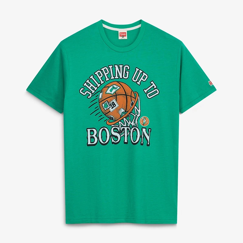 Unisex Homage Kelly Green Boston Celtics Shipping Up To Tri-Blend T-Shirt