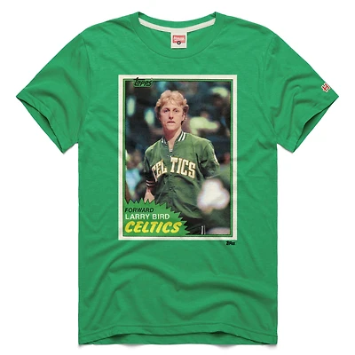 T-shirt unisexe en mélange de trois matières, hommage à Larry Bird, joueur cartes collectionner Topps Boston Celtics