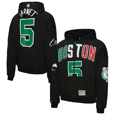 Unisex Mitchell & Ness Kevin Garnett Black Boston Celtics Hardwood Classics Maxxed Out Full-Zip Hoodie