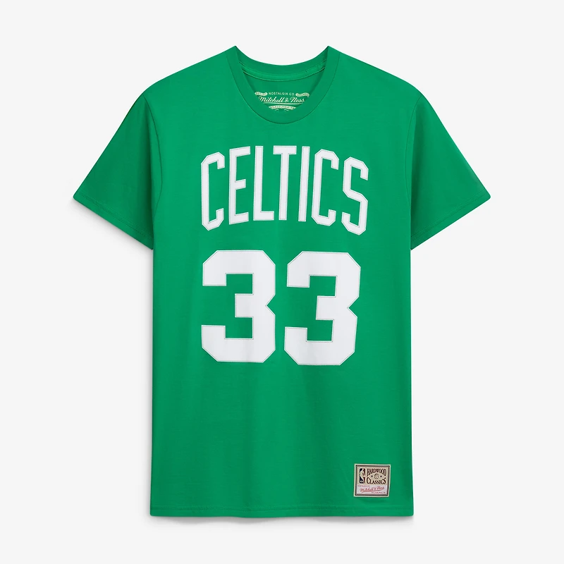 Unisex Mitchell & Ness Larry Bird Kelly Green Boston Celtics Hardwood Classics Name Number T-Shirt
