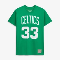 Unisex Mitchell & Ness Larry Bird Kelly Green Boston Celtics Hardwood Classics Name Number T-Shirt