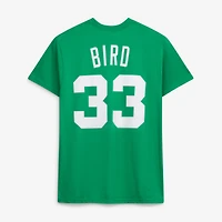 Unisex Mitchell & Ness Larry Bird Kelly Green Boston Celtics Hardwood Classics Name Number T-Shirt