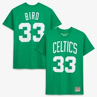 Unisex Mitchell & Ness Larry Bird Kelly Green Boston Celtics Hardwood Classics Name Number T-Shirt
