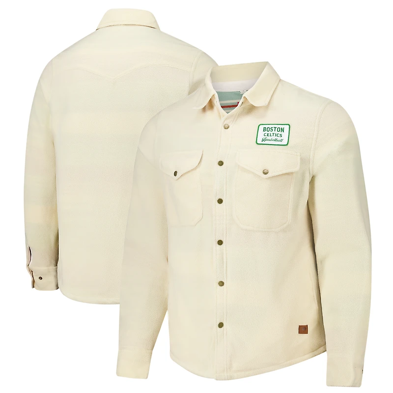 Unisex Sportiqe Cream Boston Celtics High Country Reeves Full-Button Long Sleeve Shirt