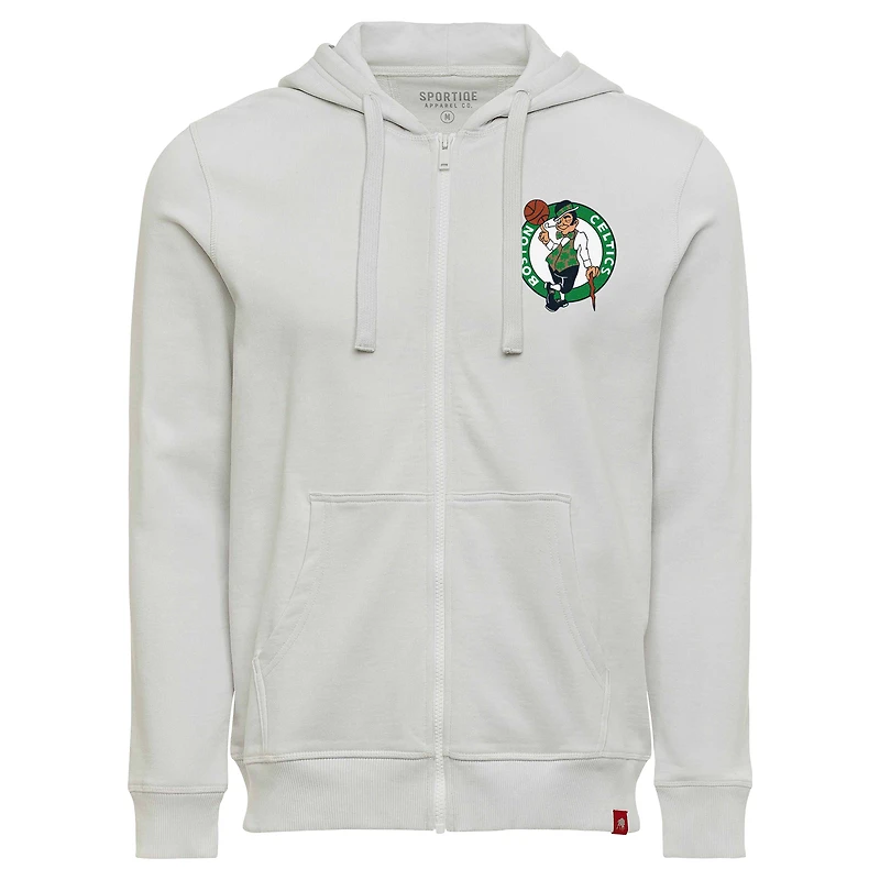 Unisex Sportiqe  Gray Boston Celtics Buxton Premium Full-Zip Hoodie