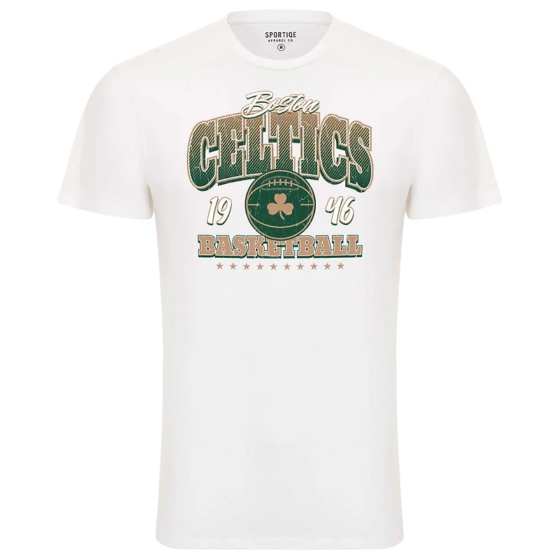 Unisex Sportiqe White Boston Celtics Bingham Super Soft T-Shirt
