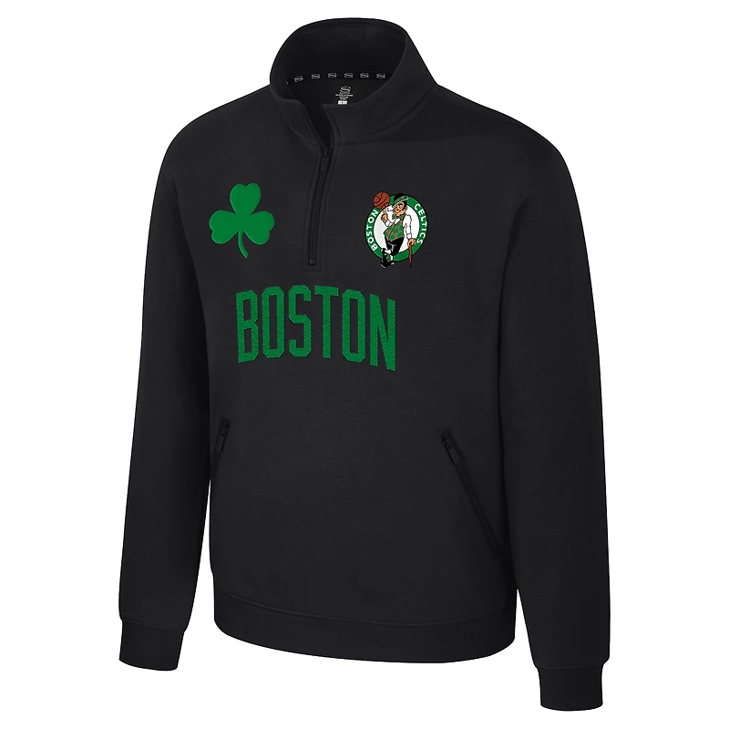 Pull unisexe Stadium Essentials noir Boston Celtics First Team à col zippé