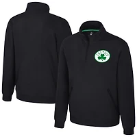 Unisex Stadium Essentials Black Boston Celtics  Varsity Trainer Quarter-Zip Pullover