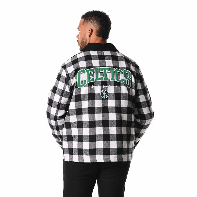 Unisex The Wild Collective Black Boston Celtics Flannel Full-Zip Shacket