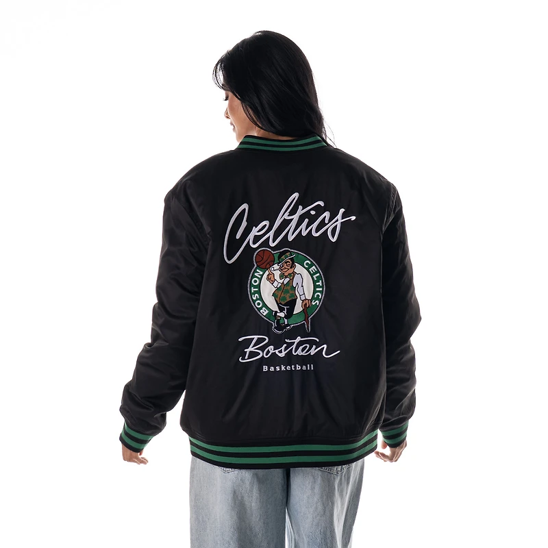 Unisex The Wild Collective  Black Boston Celtics Full-Snap Bomber Jacket