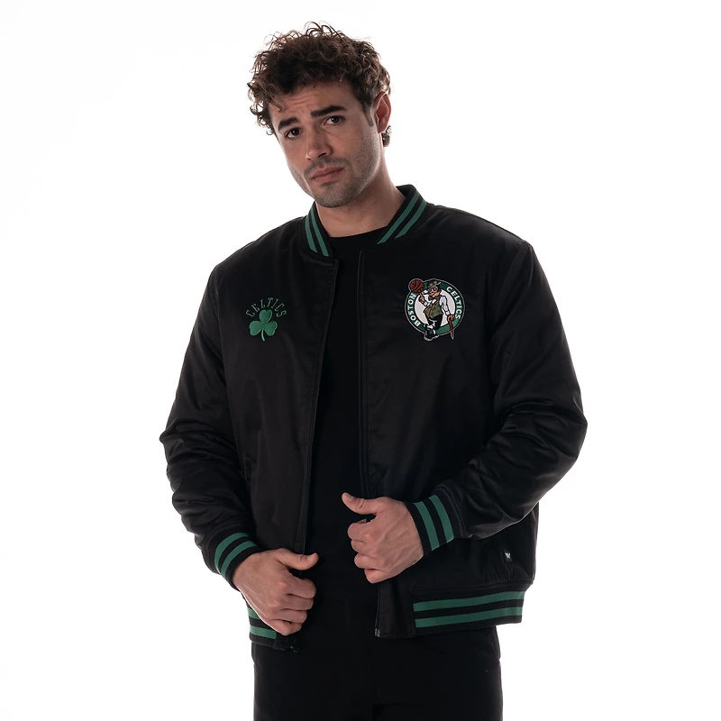 Unisex The Wild Collective  Black Boston Celtics Full-Snap Bomber Jacket