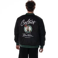 Unisex The Wild Collective  Black Boston Celtics Full-Snap Bomber Jacket