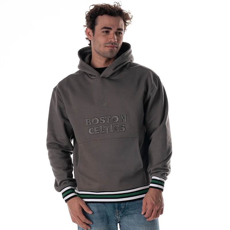 Sweat à capuche unisexe The Wild Collective, couleur charbon, Boston Celtics, côtelé, ton sur ton, de qualité supérieure