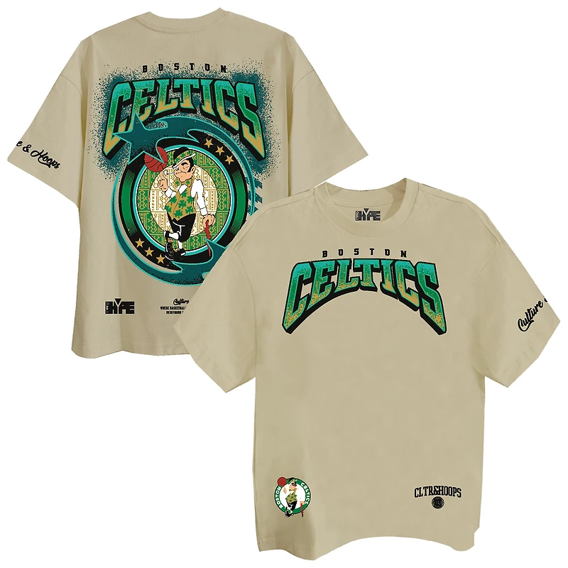 T-shirt unisexe à épaules tombantes Two Hype Cream Boston Celtics Drip & Dime