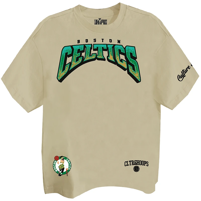 Unisex Two Hype Cream Boston Celtics Drip & Dime Elevated Drop Shoulder T-Shirt