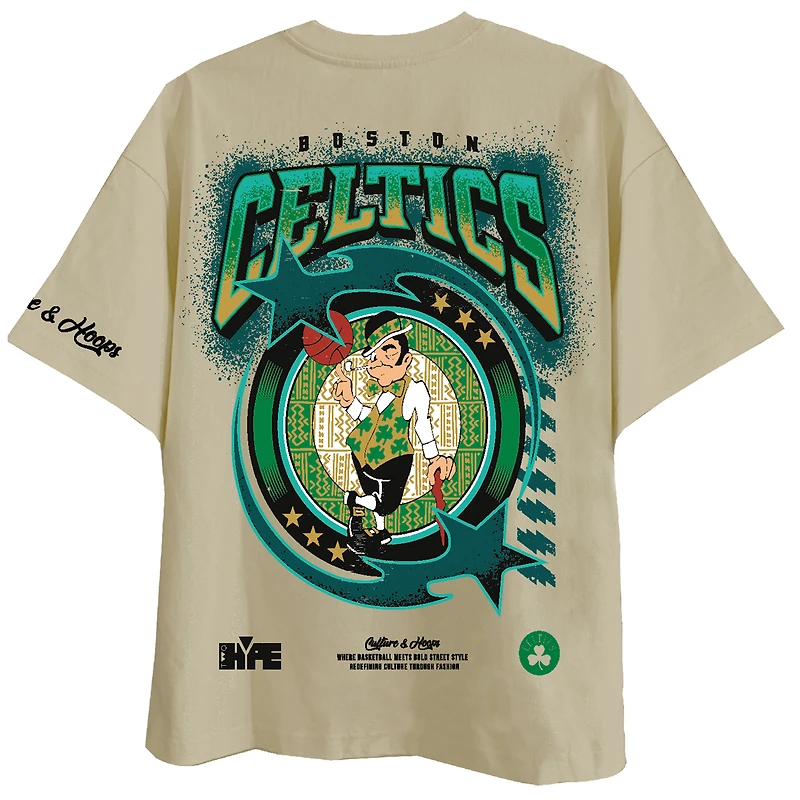 Unisex Two Hype Cream Boston Celtics Drip & Dime Elevated Drop Shoulder T-Shirt