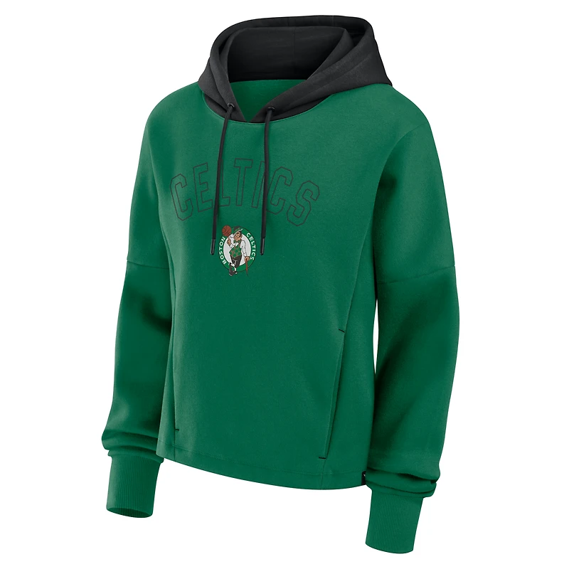 Women's Fanatics  Kelly Green Boston Celtics Post Up Boxy Pullover Hoodie