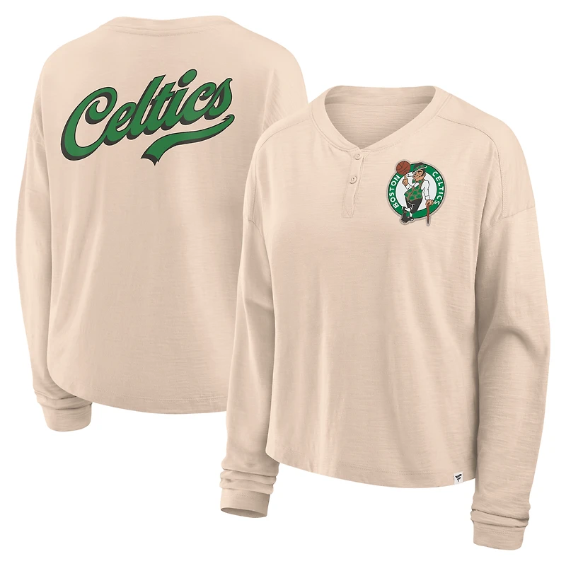T-shirt à manches longues tendance Boston Celtics Fanatics Natural pour femme