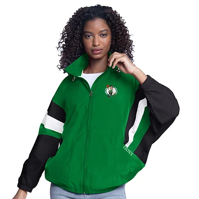 Women's G-III Sports by Carl Banks  Kelly Green/Black Boston Celtics Game News Oversized Full-Zip Hoodie Jacket