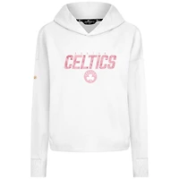 Sweat à capuche court trois mélanges floraux blanc pour femme Levelwear Boston Celtics la fête des mères