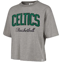 Women's '47  Gray Boston Celtics Pivot Drop Needle Cropped T-Shirt