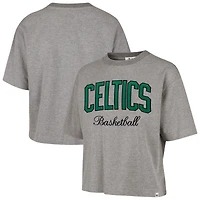 Women's '47  Gray Boston Celtics Pivot Drop Needle Cropped T-Shirt