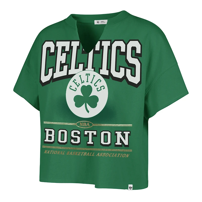 T-shirt oversize à col cranté Elation des Boston Celtics '47 Kelly Green pour femme