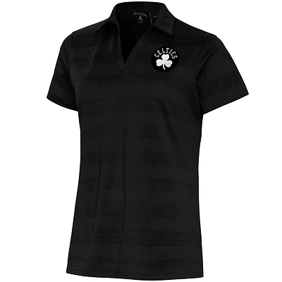 Women's Antigua  Black Boston Celtics Brushed Metallic Compass Polo