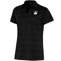Women's Antigua  Black Boston Celtics Brushed Metallic Compass Polo