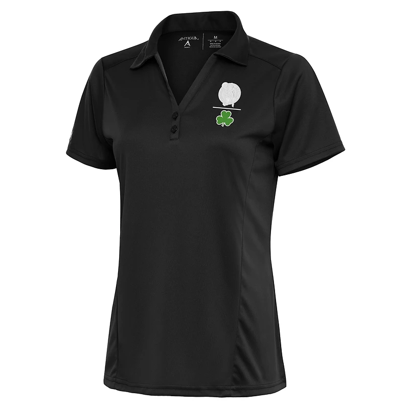 Women's Antigua  Charcoal Boston Celtics Shamrock Tribute Polo