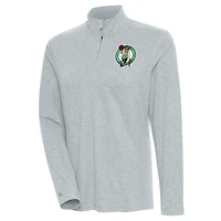 Pull-over à fermeture éclair quart de tour Antigua Heather Grey Boston Celtics Confront pour femme