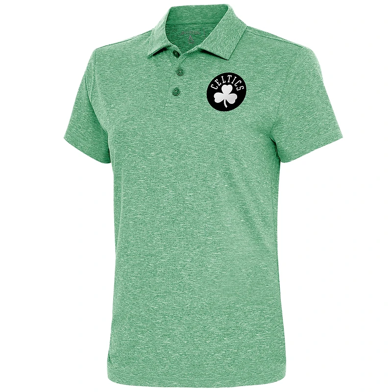 Polo Antigua Heather Kelly Green pour femme, motif métallisé brossé, Boston Celtics