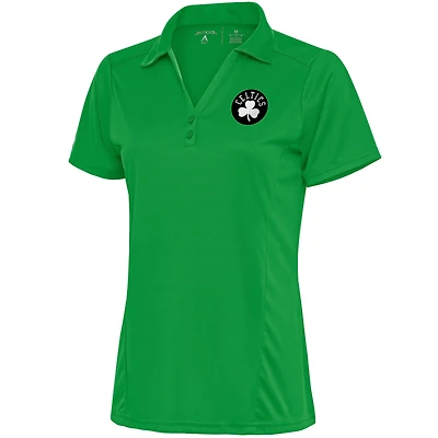 Women's Antigua  Kelly Green Boston Celtics Brushed Metallic Tribute Polo