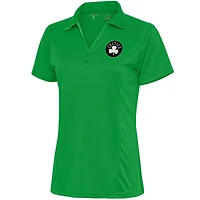 Women's Antigua  Kelly Green Boston Celtics Brushed Metallic Tribute Polo