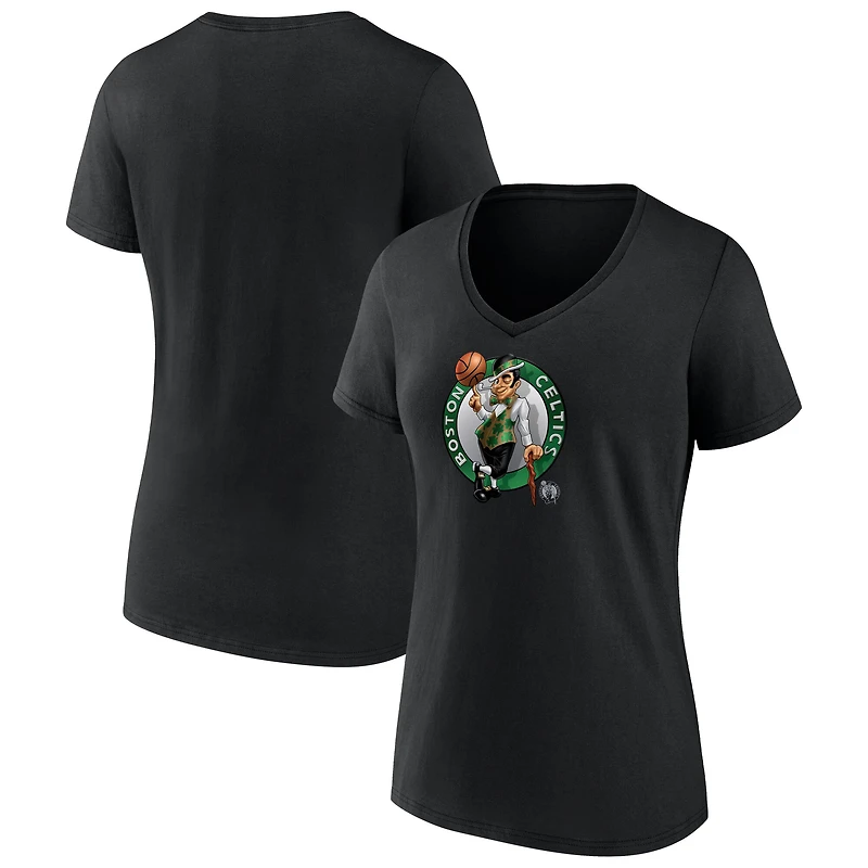 Women's Black Boston Celtics Midnight Mascot V-Neck T-Shirt