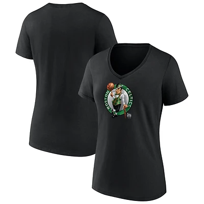 Women's Black Boston Celtics Midnight Mascot V-Neck T-Shirt