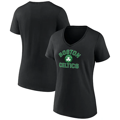 T-shirt noir à col en V Boston Celtics Overtime pour femmes